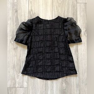 Blouse with See-Through Puff Sleeves, XS